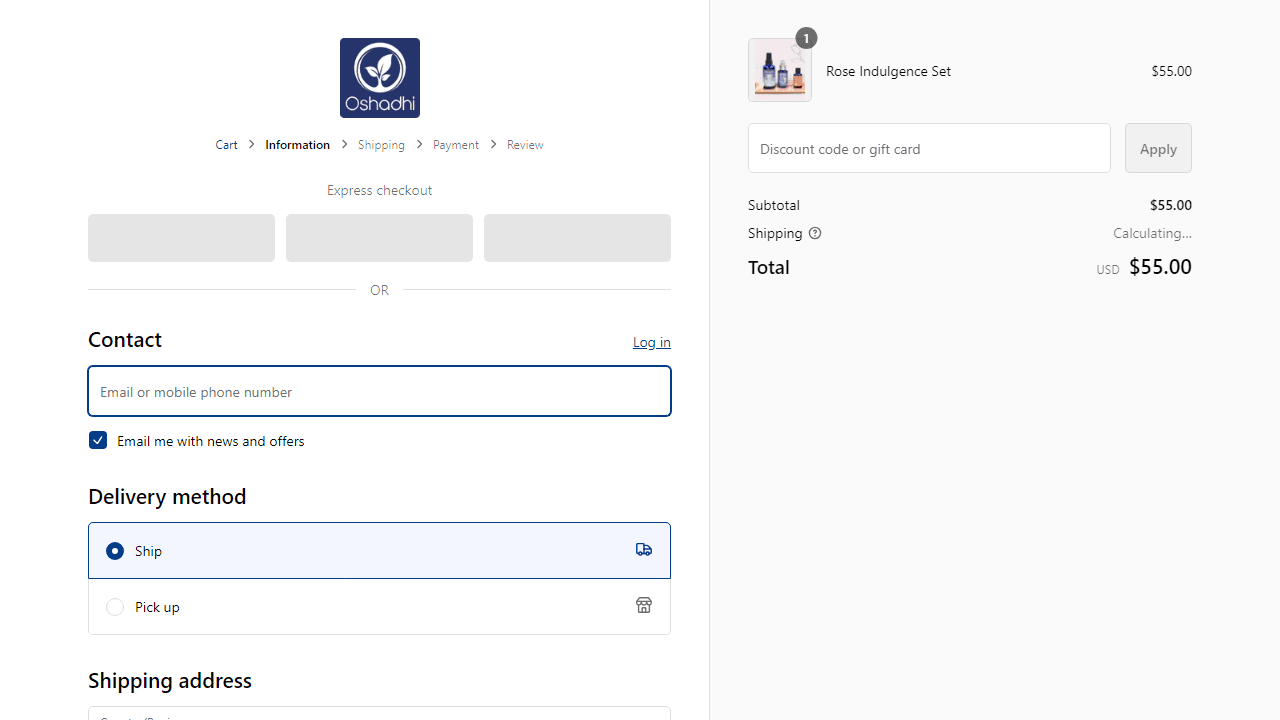 How to apply Oshadhi coupon code